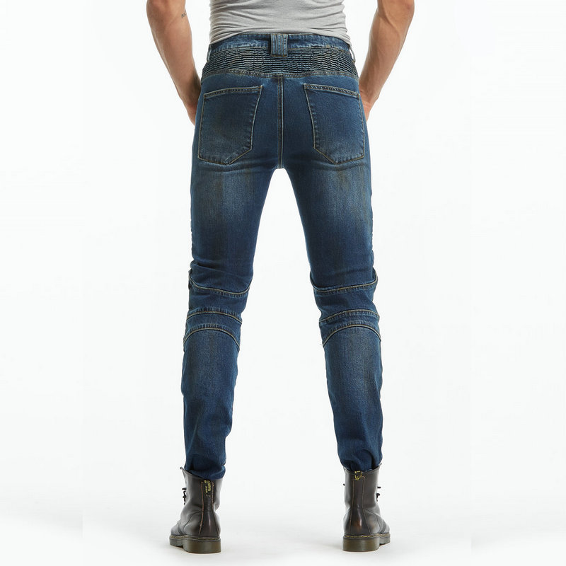 Pantalones de la motocicleta pantalones vaqueros de los hombres retro angustiado casual pantalones de la motocicleta stretch montar Caballero anti-caída de silicona