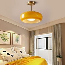 复古包豪斯奶油玻璃吸顶入户过道走廊阳台日式玄关原木中古灯