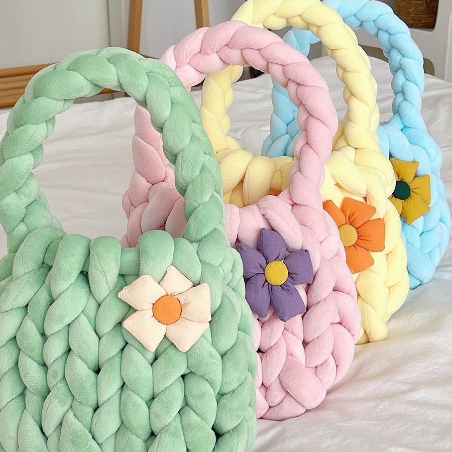 Accesorios de relleno de algodón islandés hilo diy bolsas de mano tejidas alfombras de alfombra de hilo de lana super gruesa ganchillo