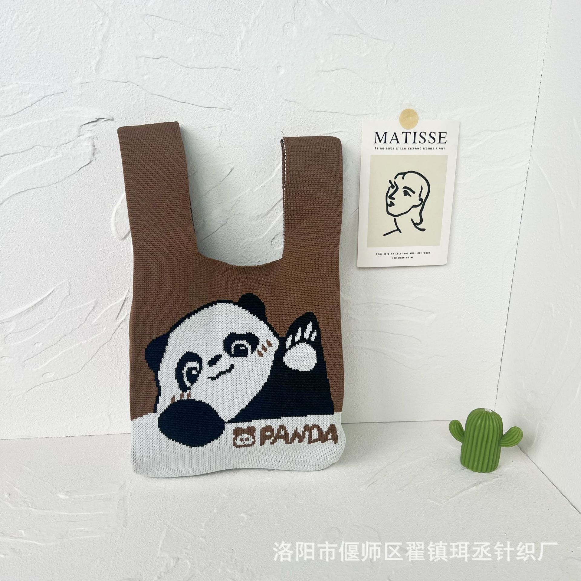 Bolso de punto transfronterizo bolso de punto para mujer bolso de muñeca de todo fósforo bolso Tote bolso tejido de poliéster bolso panda