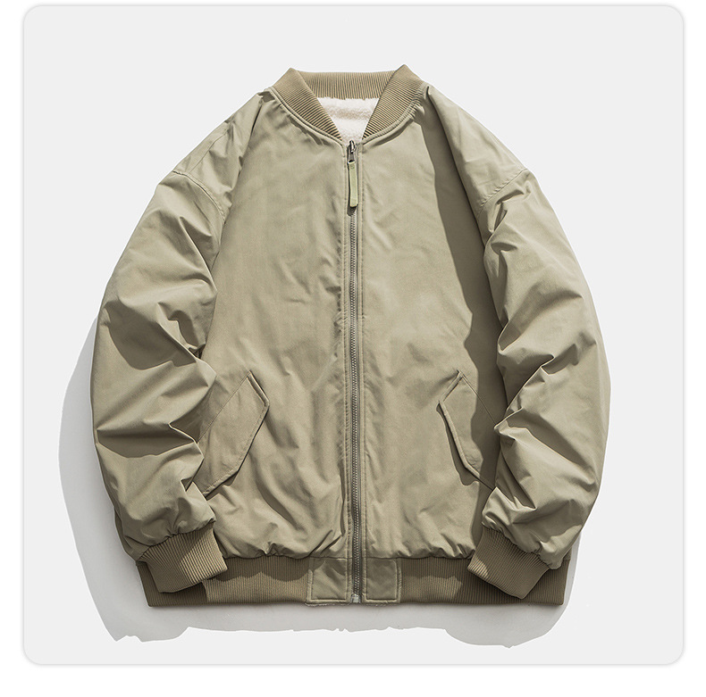 Men's Lambswool Baseball Jacket - Autumn And Winter Padded Coat_voghion.com