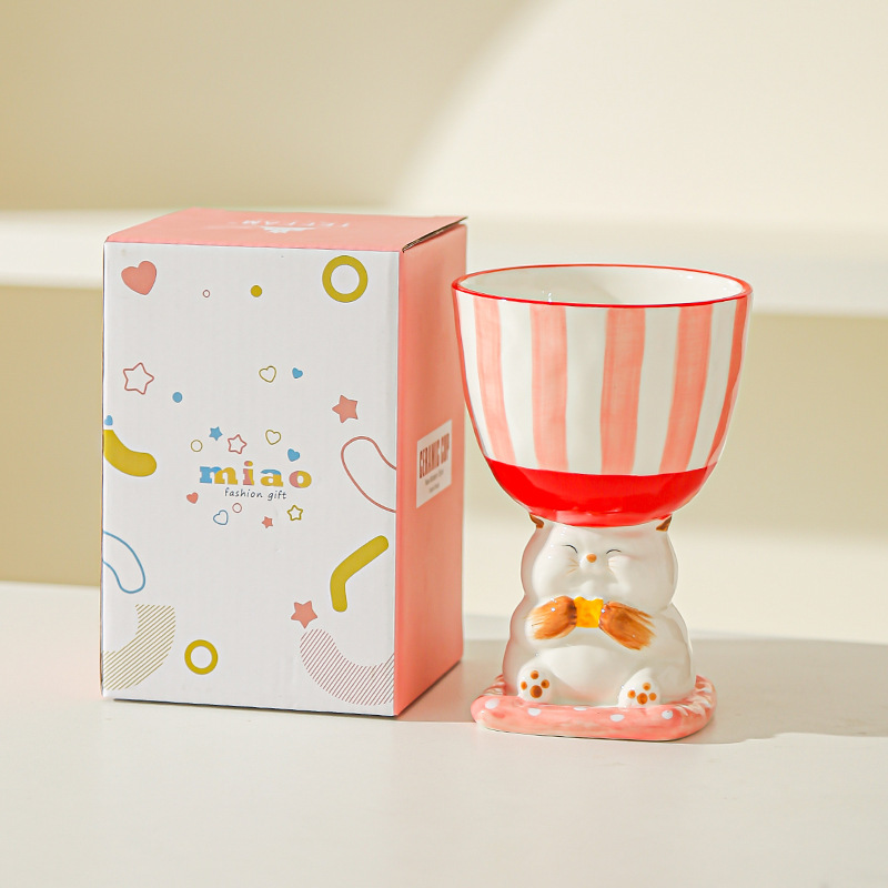 Dibujos animados lindo regalo de cumpleaños pintado a mano taza de helado taza de postre creativo taza de pastel taza de cerámica mesa de aromaterapia