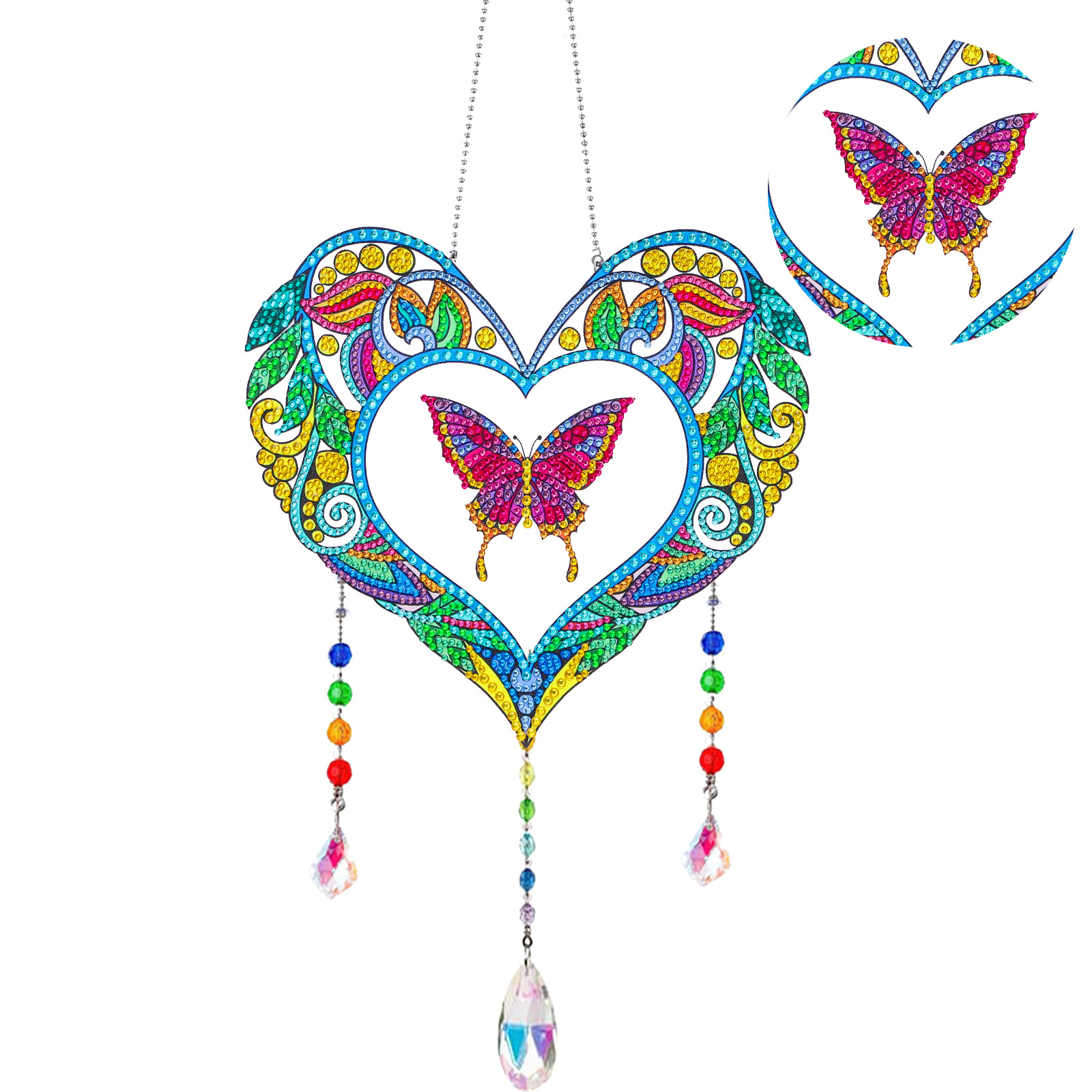 Diamante pintura Amazon transfronteriza DIY adornos de Navidad marca llena de diamantes 5d cristal mariposa diamante pintura viento carillones Decoración
