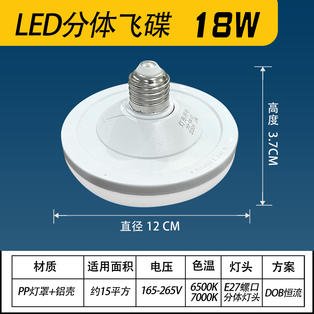 Lámpara de platillo volador LED de alto brillo bombilla de ahorro de energía disco moderno tornillo lámpara de iluminación de taller bombilla de zapato de luz blanca