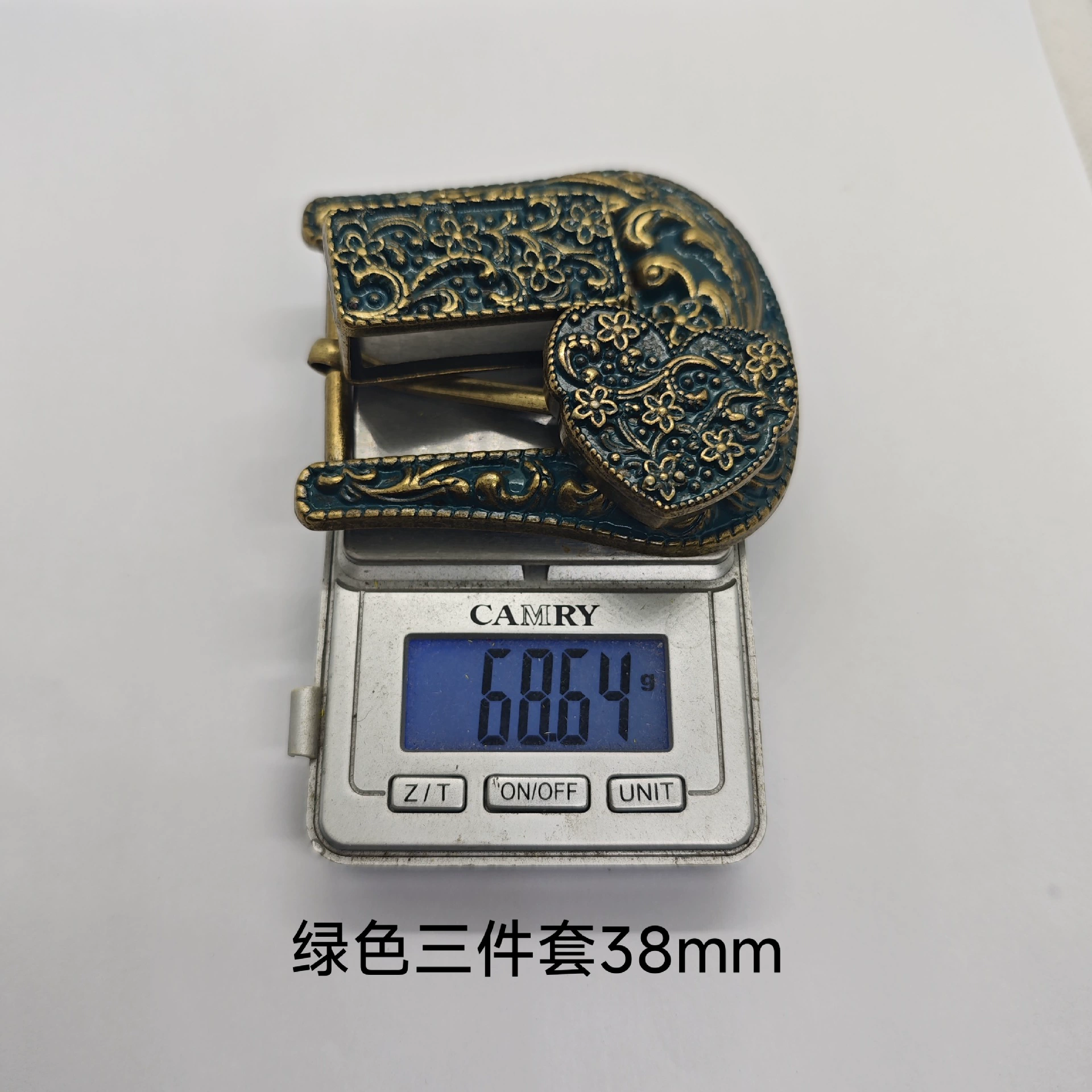 Ethnic retro metal belt, buckle, set, European style, 3 piece set