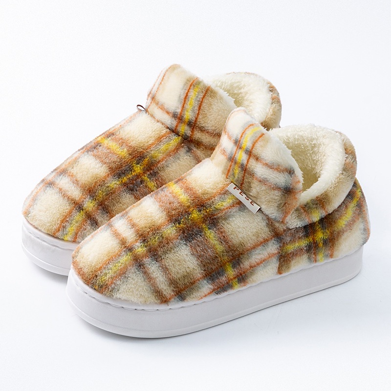 Bolsillo de colores zapatillas de algodón de invierno de otoño para mujeres zapatillas de algodón de peluche caseras cómodas zapatillas de calentamiento de pareja botas de nieve