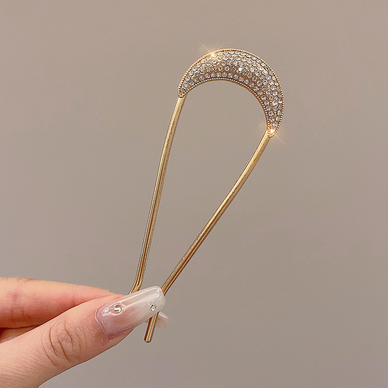 Papillón de cristal de alta sensación en forma de U pinzas de cabello pinzas