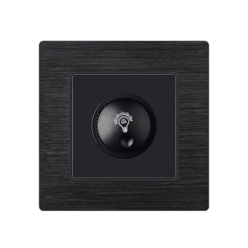 外贸铝拉丝86型暗装家用无极LED调光调速风扇亮度带开关插座面板