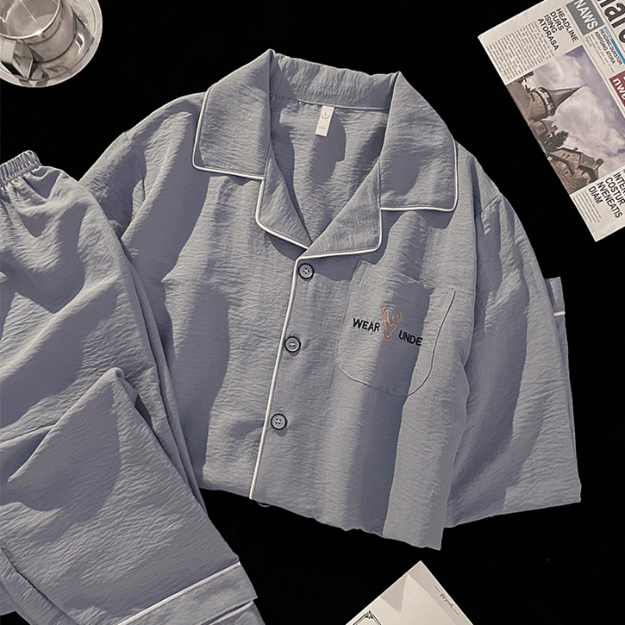 Pijamas de cuadrillas para hombres primavera, otoño, invierno, nubes de algodón, ropa de hogar de mangas largas para jóvenes 2024 nuevo conjunto