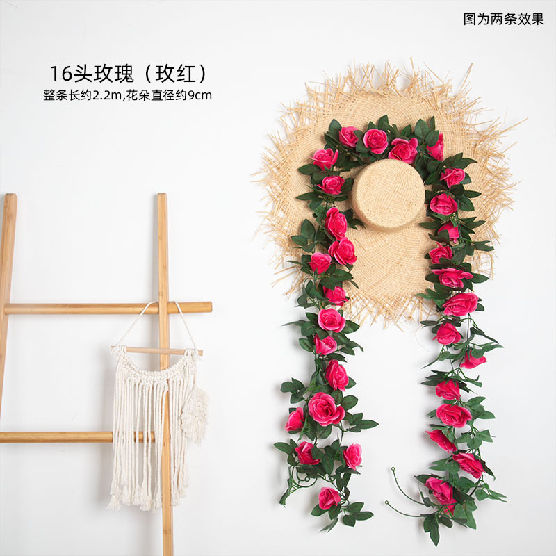 Flor artificial vid Rosa ratán boda decoración interior tubo sinuoso peonía flor tira flor artificial techo flor artificial vid