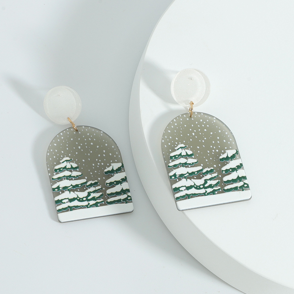 Fashion Christmas Tree Snowflake Plastic Resin Printing Women's Drop Earrings 1 Pair display picture 2