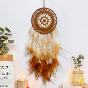 [Mengyi original] crocheted feather dream catcher ornaments colorful wind chimes creative living room background wall pendant finished product