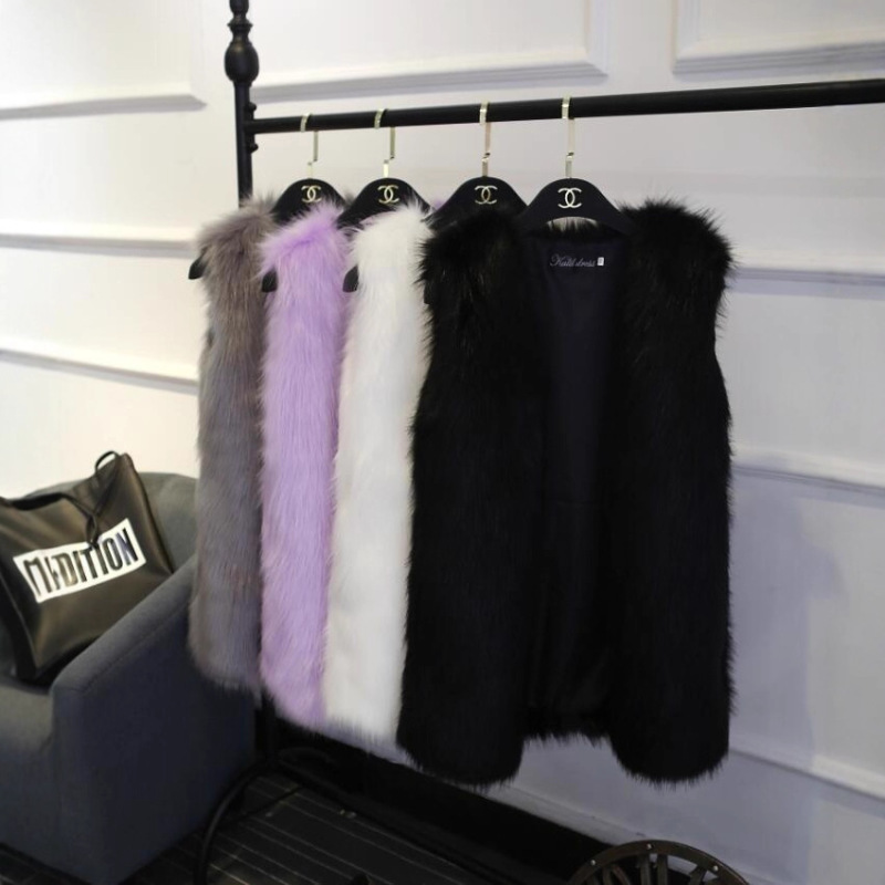 2020 faux fox fur vest ladies long slim slim vest coat wholesale