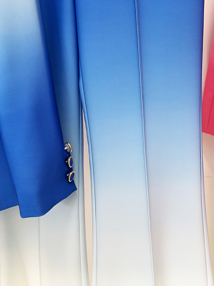 GraceChic Cross-Border In-Stock 2025 New Fashionable Gradient Slim Fit Suit With Flared Trousers Two-Piece Set_voghion.com