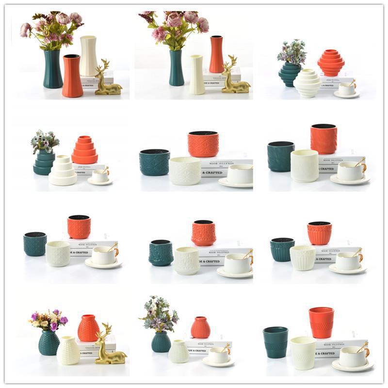 Jarrón decorativo de plástico estilo nórdico, resistente a caídas