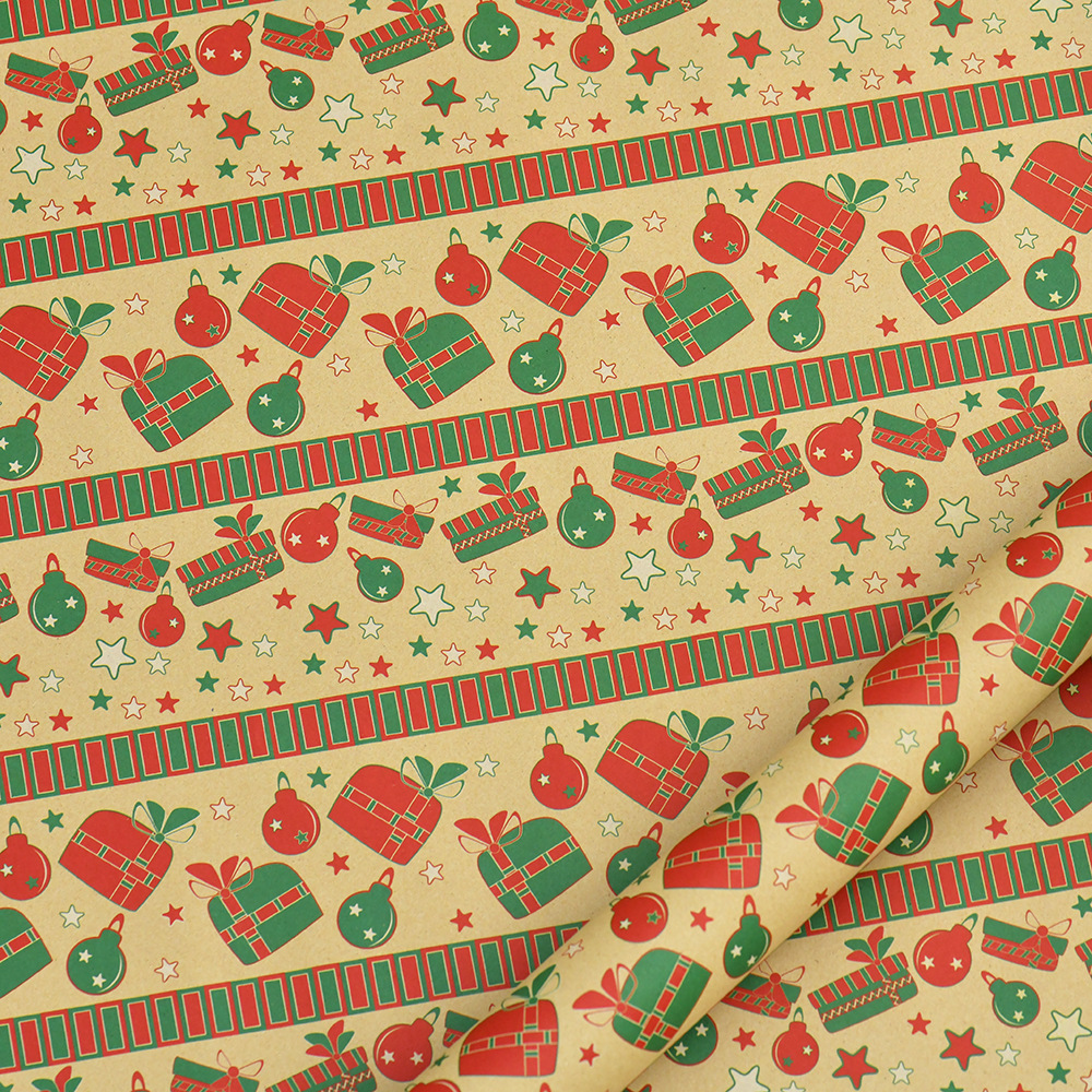 Amazon Navidad Vintage papel de regalo de papel Kraft Santa Claus árbol de Navidad de dibujos animados de papel de regalo