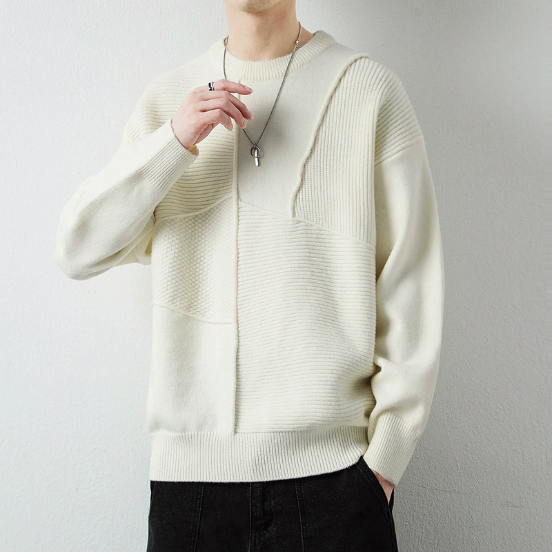 2023 осенне-зимний новый однотонный витой свитер мужской японский свободный Молодежный Повседневный вязаный базовый свитер Модные мужские