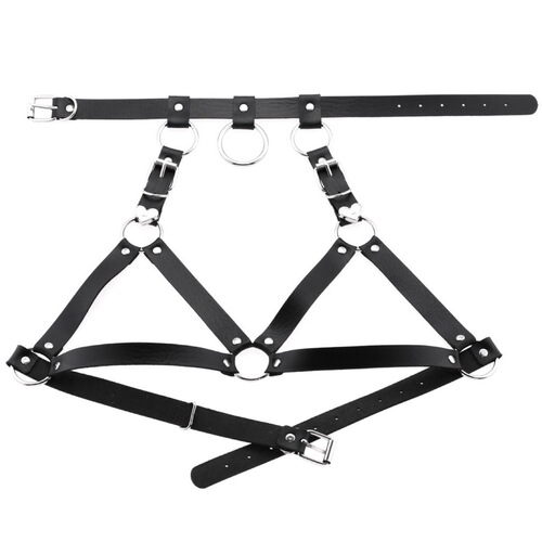 Stylish handmade punk Harajuku belt collar lockchain bone chain belt integrated belly belt with heart-shaped waist chain