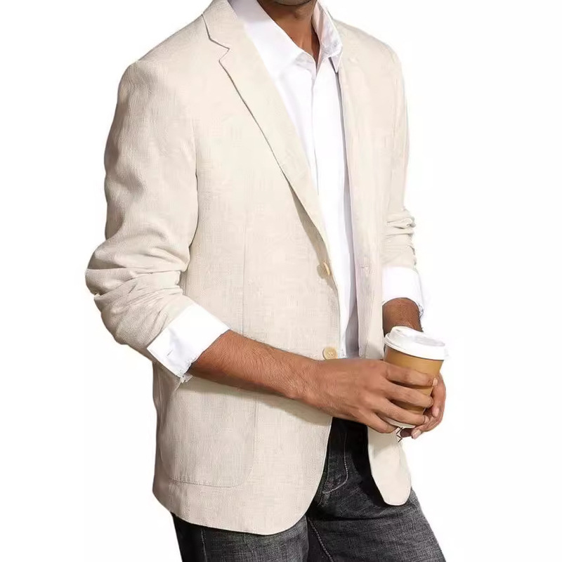 Foreign Trade 2025 Men's Spring Top Business Casual Printed Double Button Suit Jacket Men's British plus size Suit