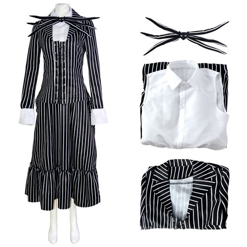 The Nightmare Before Christmas Jack Cos Suit Skeleton Jack Men's Complete Set Christmas Halloween Costume