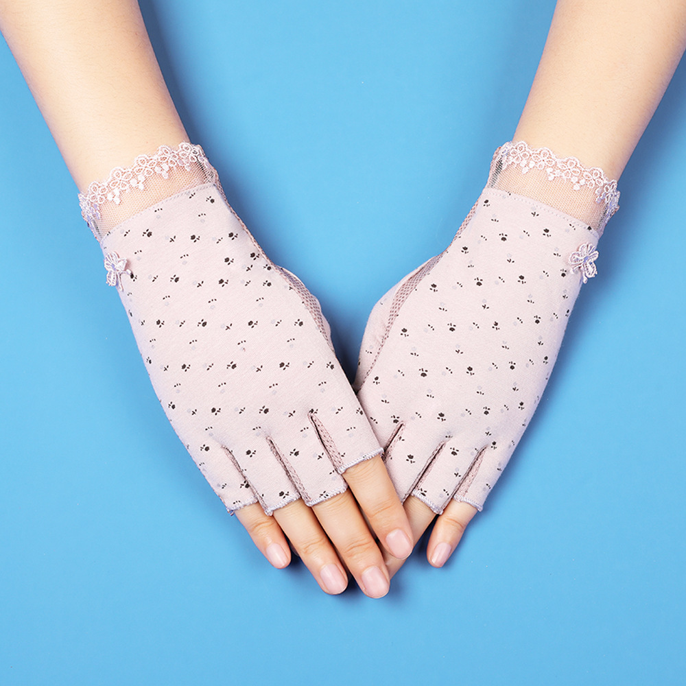 Guantes de protección solar con los dedos descubiertos, mujeres delgadas, conducción de verano, ciclismo, antideslizante, antiultravioleta, recolección de té, manicura, guantes de medio dedo
