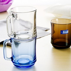 GJU8批發多款鋼化玻璃水杯法國 帶手柄耐熱可微波花茶 咖啡杯雪糕