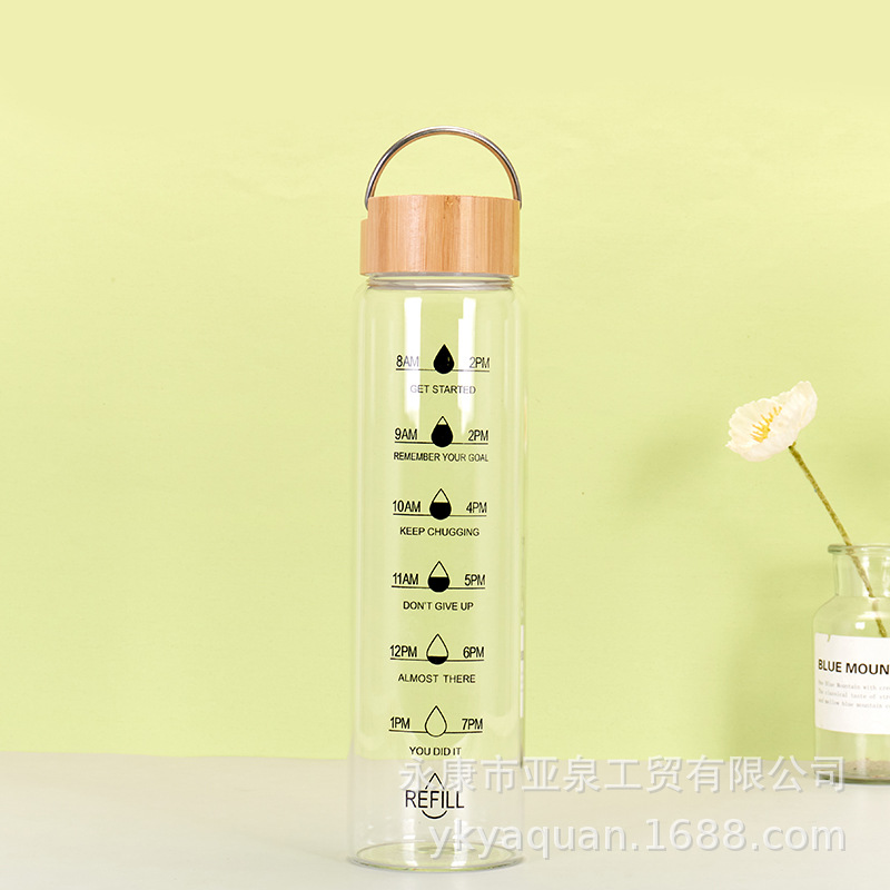 Cubierta de bambú transfronteriza de vidrio aislado de gran capacidad de una sola capa de vidrio de borosilicato taza de agua con taza de silicona cubierta protectora al por mayor