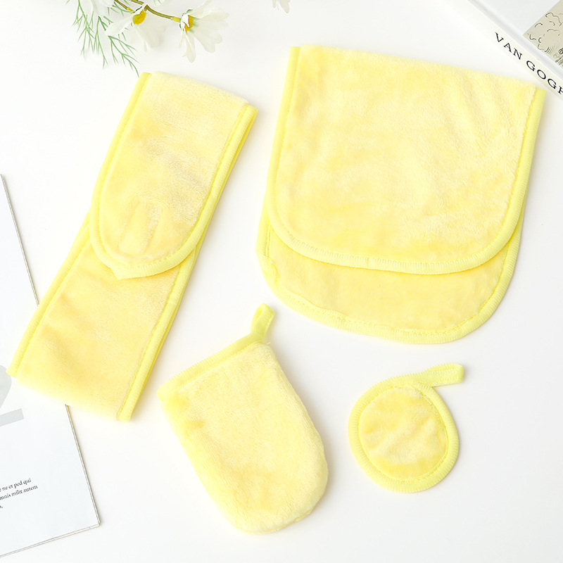 Velcro, banda de cabello, guantes de desmaquillaje, algodón redondo para la piel, banda de cabello, toalla de desmaquillaje, conjunto de toallas de desmaquillaje