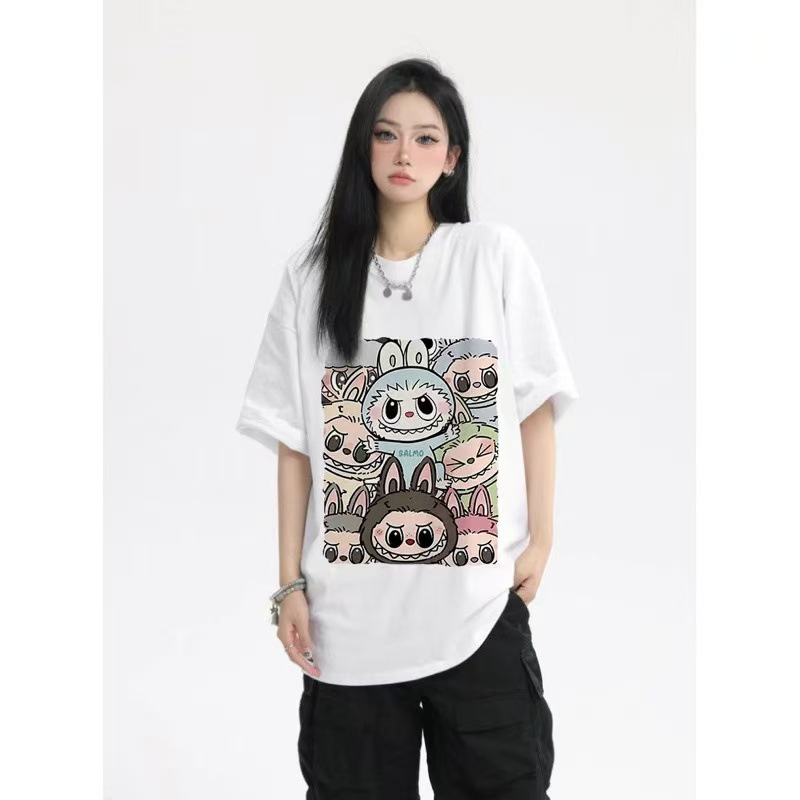 Cotton summer Japanese cartoon cute T-shirt with a round collar for…