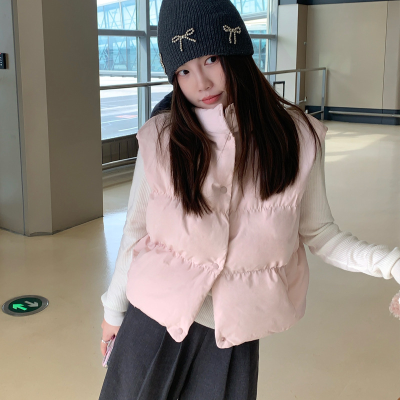 Korean down Cotton Vest Jacket 2025 Autumn and Winter New Style for Petite Individuals, High-End Short Vest
