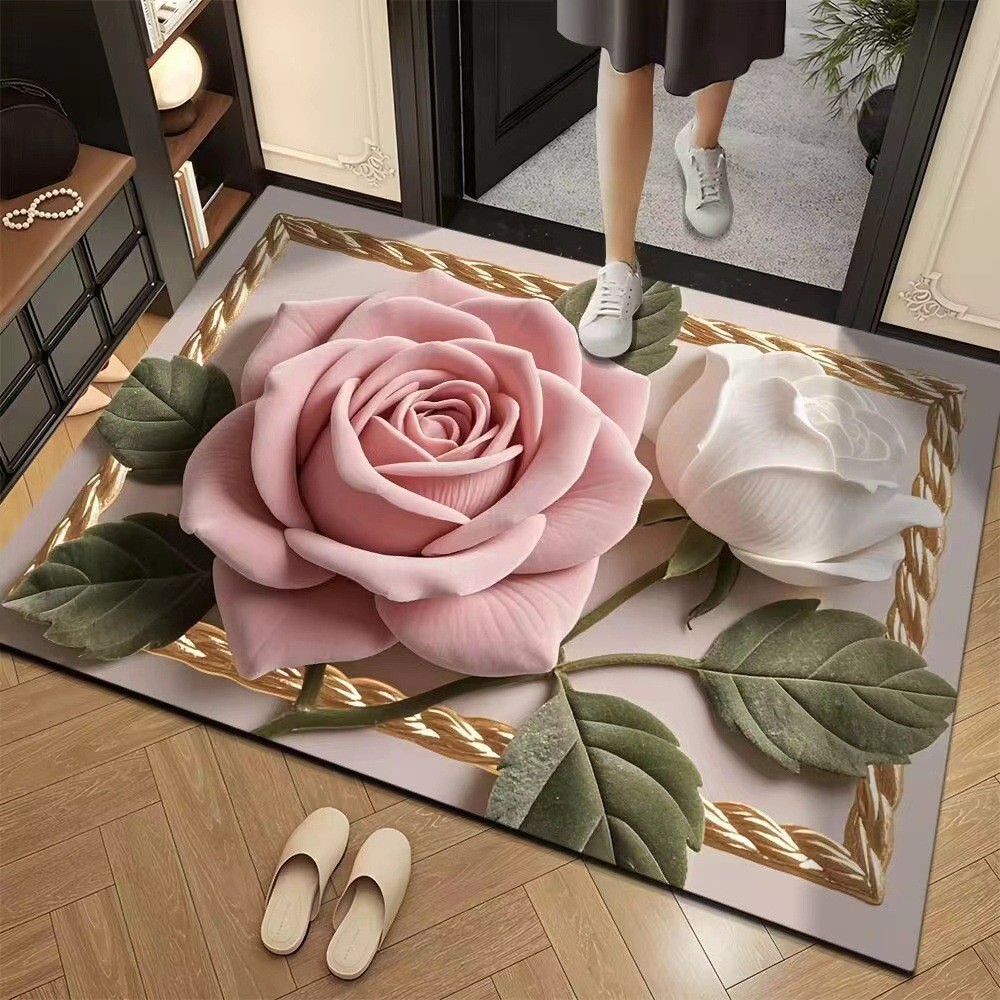 3d Illusion Badematte, Saugfähiger Chenille Badvorleger Rutschfest_voghion.com