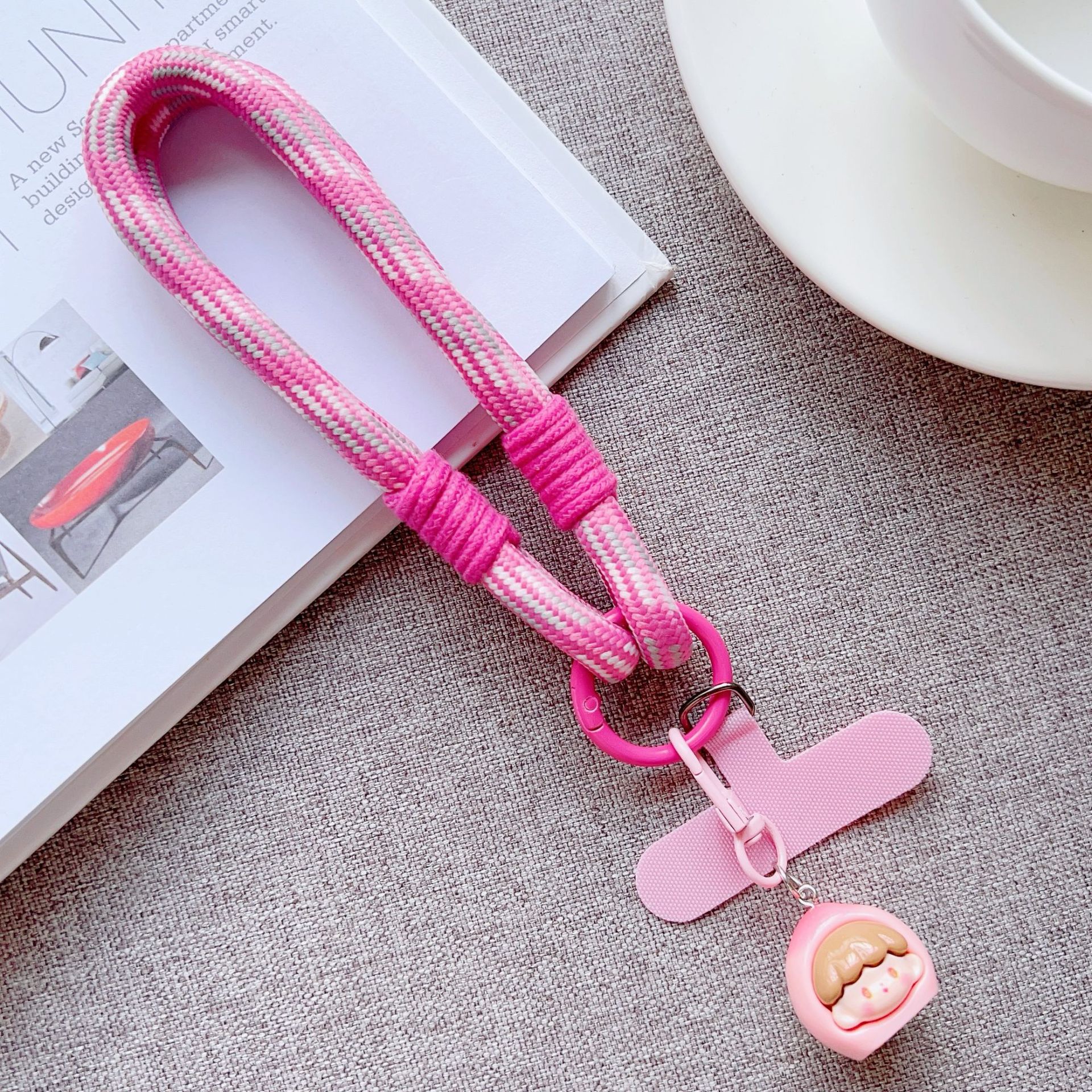 Cordón de dopamina para teléfono móvil, resistente a la pérdida y al grosor, duradero, cordón de muñeca tejido a mano, carcasa, accesorios colgantes de frutas europeas