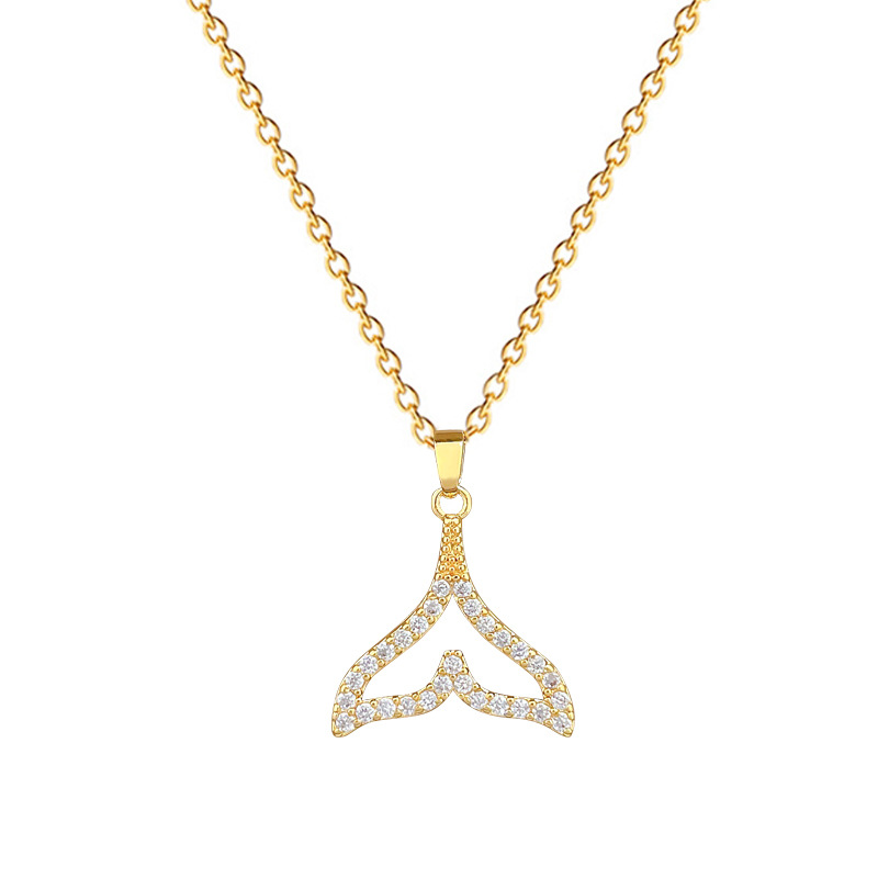 Zircon Fish Tail Necklace Elegant Gorgeous Full Diamond Jewellery_voghion.com