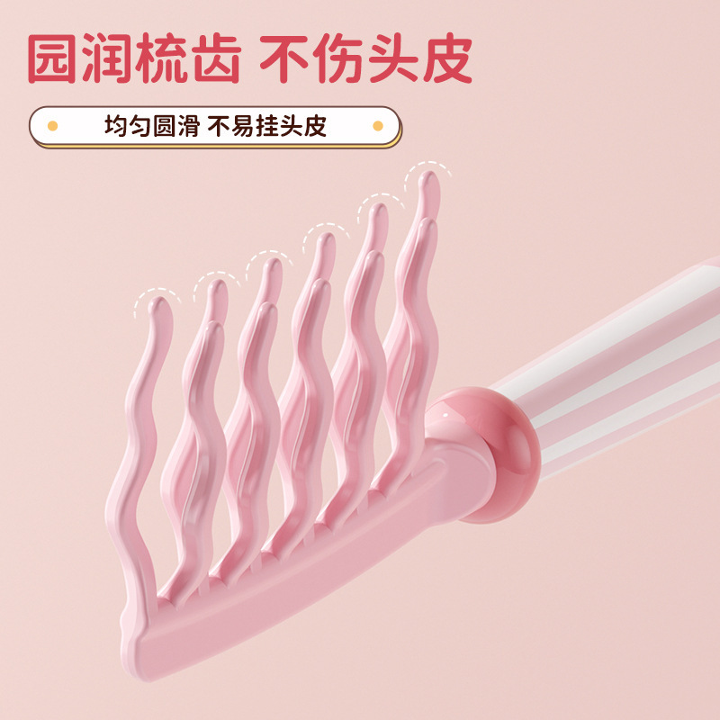 二列カーリングコーム、広歯理髪、静電気防止、ロングヘアスタイリング、女性専用マッサージ、大きな歯のふわふわコーム|undefined