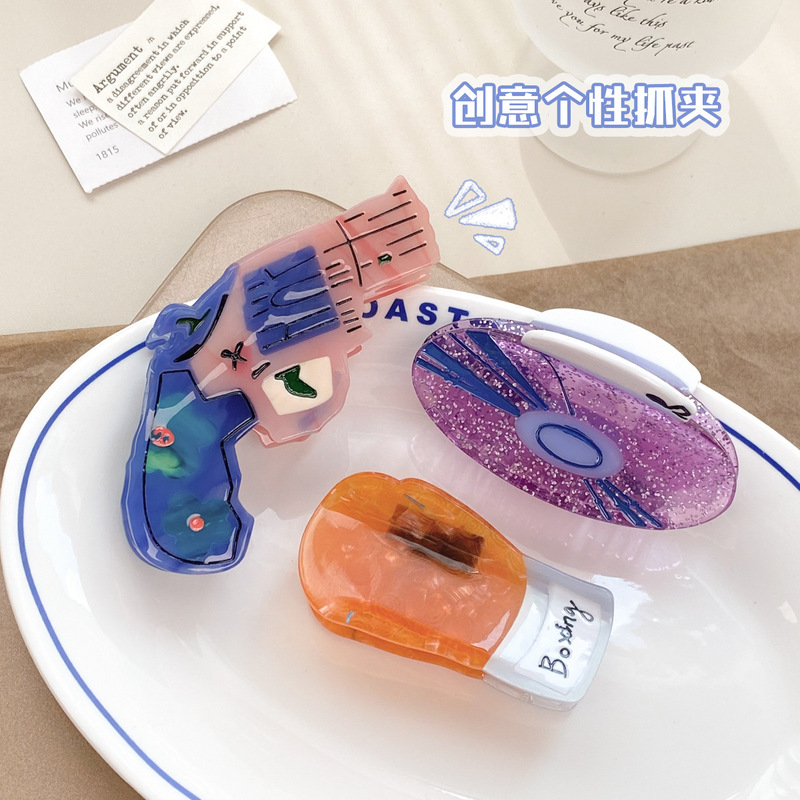 New creative personality CD record shark clip fashion pistol large grip clip temperament all-match hairpin hair accessories headdress