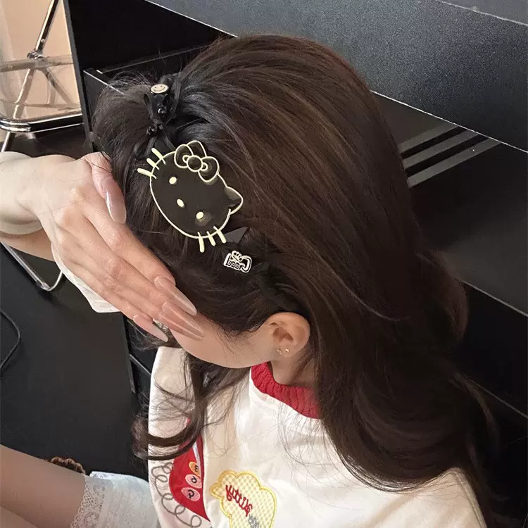 可爱滴油HelloKitty高颅顶带齿波浪发箍女洗脸发卡压发头箍头发饰