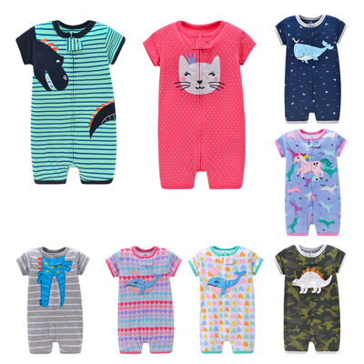 21 New products summer baby one-piece garment baby Short sleeved Climbing clothes Europe and America Children's clothing Zipper shirt Romper goods in stock