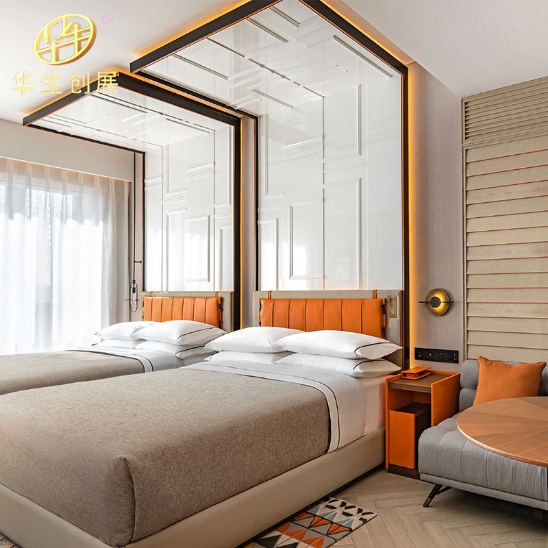 Modern Simple Hotel Luxury Standard Room Furniture Five-star Hotel Furniture Suite Panel Big Bed Processing