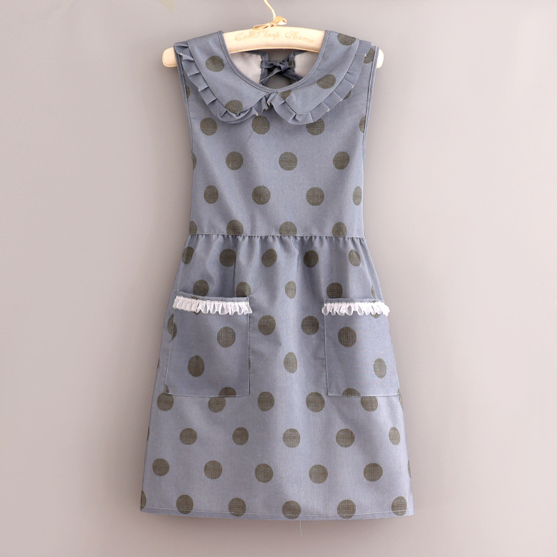 인형 칼라 큰 웨이브 포인트 조끼 블루