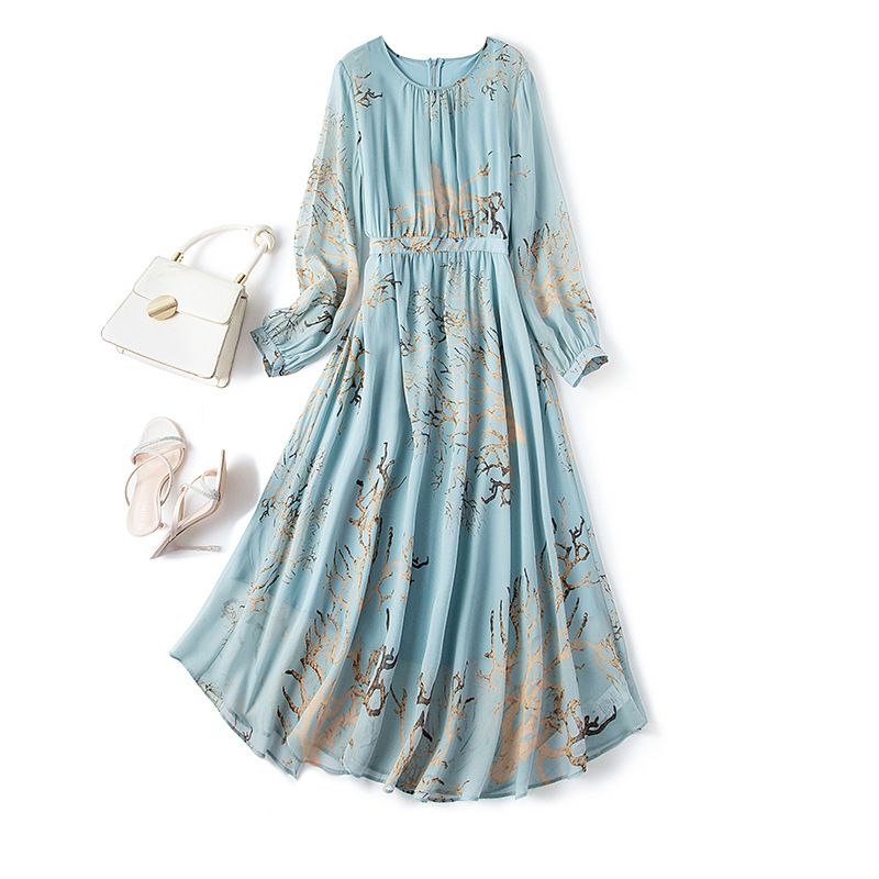 Wholesale brand women's silk dress long fashion printing OL temperament mulberry silk skirt 11020 Wholesale brand women's silk dress long fashion printing OL temperament mulberry silk skirt 11020