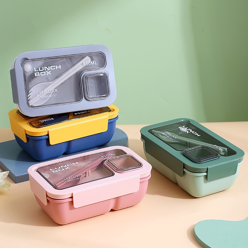 長方形の仕切り付き弁当箱、電子レンジ対応、学生・大人用弁当箱、食器、サラリーマン向け和風弁当箱、携帯用|undefined