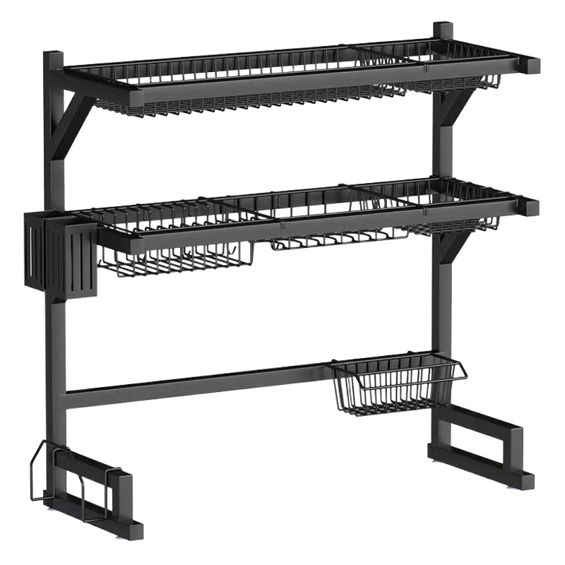 Fregadero de la cocina de acero inoxidable estante de almacenamiento encimera multi-funcional plato estante de drenaje plato fregadero estante de almacenamiento de plato