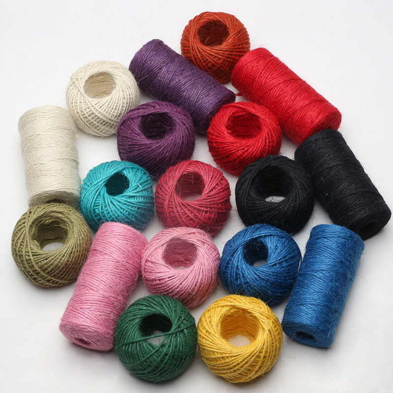 Estilo retro cuerda de cáñamo cuerda de encuadernación decoración línea DIY fina gruesa tejida a mano hilo de cáñamo color material al por mayor