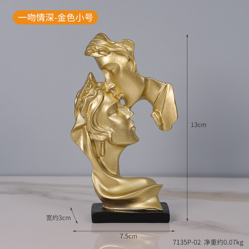 Nordic Light luxury Mini Kiss deep love resin small ornaments creative figure couple statue desktop decoration crafts