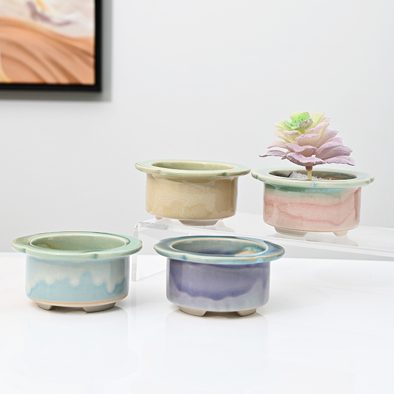 Macetas carnosas agrietadas en hielo, cerámica doméstica, arcilla transpirable, cerámica gruesa, control de raíces, pilas viejas, lavabo especial, liquidación, venta al por mayor