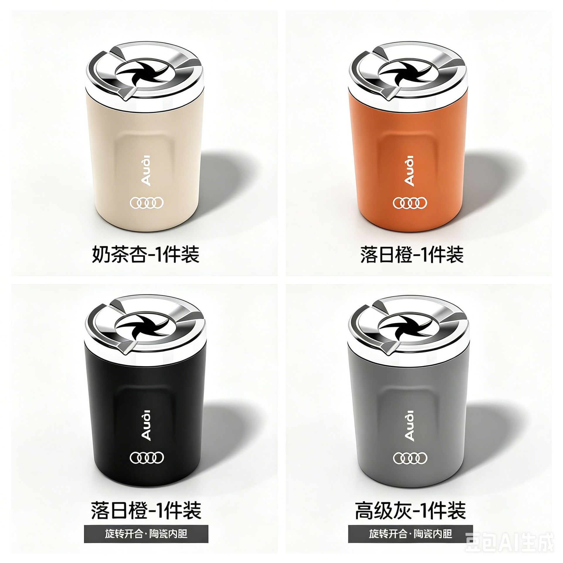 2026 New Model Car Ashtray with Rotating Anti-Ash-Spreading Design for Home, Living Room, Office, Creative Smoke Extinguishing with Ceramic Inner Liner