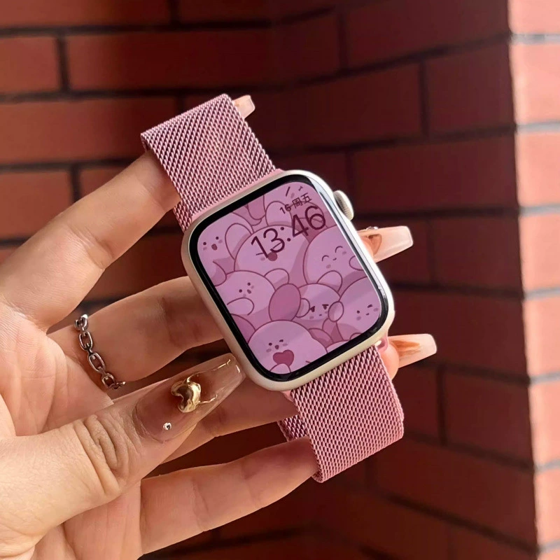 Металлический градиентный магнитный ремешок с креплением, подходит для iWatch98, Apple Watch Milan, Applewatch10, женский премиум SE