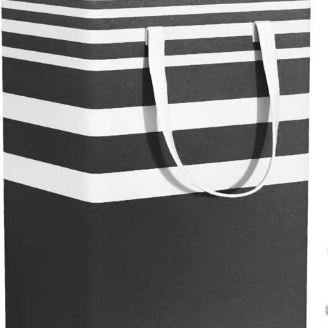 Bolsa de almacenamiento de tela de Amazon transfronteriza cesta de almacenamiento de tela cesta de lavandería plegable a rayas ropa sucia edredón de algodón en movimiento
