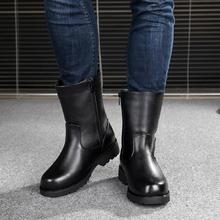 男士真皮靴子中筒马靴头层全牛皮高筒男靴蒙古冬季保暖加毛雪地靴