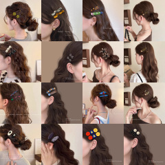 2025新款网红花朵一字夹侧边韩版鸭嘴夹女发卡发饰可爱高端发夹